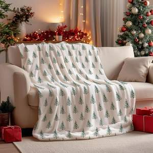 Cobertor de Flanela de Natal Tamanho Personalizável Quatro Estações Anti-Pilling Tricotado Macio e Confortável 100% Poliéster para Sofá e Cama - Product Image 6