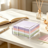 Support de notes autocollantes et distributeur de bloc-notes en acrylique transparent 3x3 pour chambre d'étudiant et organisateur de bureau