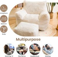 Fauteuil pouf avec repose-pieds, canapé paresseux en peluche avec accoudoirs et repose-pieds, canapés poufs rembourrés pour salon et dortoir