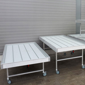 Movable 4x8 big plastic flood flow tray for hydroponics rolling benches grow table on caster