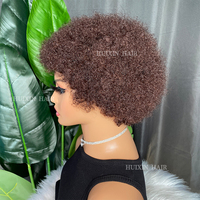 Perruque brésilienne remy naturelle, cheveux humains vierges, non traités, Afro brut, brun, crépus et bouclés, avec frange, prix de gros, 100%