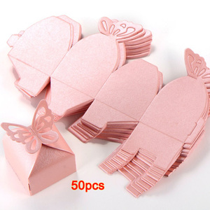 Ourwarm — boîte décorative papillon, 50 pièces, boîte cadeau <span class=keywords><strong>de</strong></span> décoration <span class=keywords><strong>de</strong></span> mariage, baptême Rose - Product Image 1