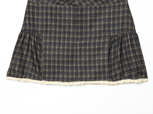 Mini-<span class=keywords><strong>jupe</strong></span> décontractée à la mode pour femmes, avec fermeture éclair, imprimé à <span class=keywords><strong>carreaux</strong></span>, bas en dentelle, couleur grise - Product Image 4