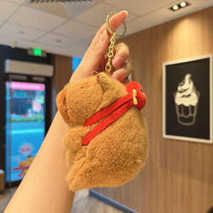 Porte-clés en peluche Capybara avec design de saucisse grillée et poisson Koi, breloque de sac en peluche Kawaii pour cadeau et décoration - Product Image 6