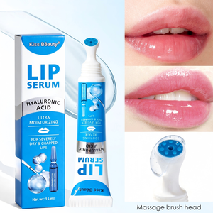 Suero Labial con Ácido Hialurónico y Cabezal de Masaje, Hidratante, Anti-Resequedad, Reduce las Líneas Finas, Repara los Labios Agrietados, Aceite para el Cuidado de los Labios - Product Image 1