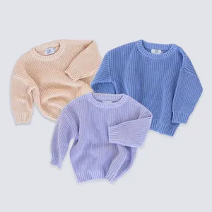 Grosir baju anak-anak rajut mewah uniseks, Sweater rajutan bayi lengan penuh musim dingin untuk anak