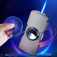 Briquet à butane rotatif coupe-vent à flamme jet, briquet à cigare au gaz butane, jouet créatif de décompression, cadeau pour homme