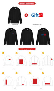 Logotipo personalizado 380gsm Canvas Windbreaker Thin Stand Collar Zip-Up Basic Casual Company Uniform Hood for Winter Front Logo Position - Product Image 6