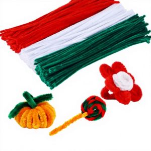 ลวดเชนิลล์ขนฟูขนาด 6 มม. ขายส่ง ราคาถูก สำหรับงาน DIY งานฝีมือ ตกแต่งคริสต์มาส ลวดบิดเกลียวขนนุ่ม ทำมือ ของตกแต่งแบบฟูๆ - Product Image 1