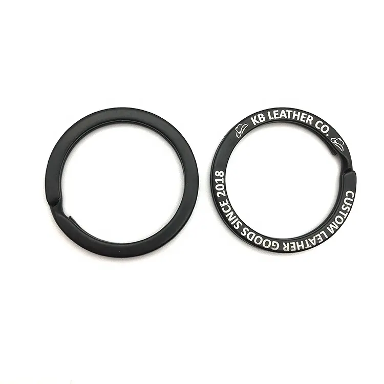 Anello piatto in metallo nero con spacco 25mm accessori per portachiavi supporto per portachiavi con Clip a catena, clip per portachiavi divisa, anello per portachiavi