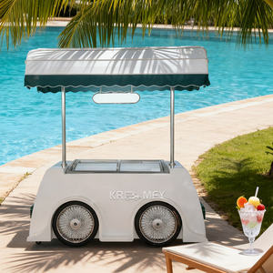 Chariot de crème glacée italienne OEM 2025, chariot à pousser à la main, chariot de crème glacée dure, kiosque de crème glacée en plein air, chariot de nourriture mobile, design de chariot de gelato - Product Image 1