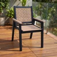 Fauteuil de jardin moderne en polybois tressé avec dossier en sangle, résistant aux intempéries, en PEHD, écologique, pour villa et parc