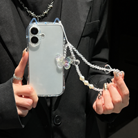 Nouvelle Coque de Téléphone Transparente en TPU avec Oreilles de Chat et Bracelet Papillon Antichoc pour iPhone 17 16 15 ProMax – Vente en Gros