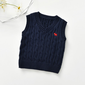 2021 mùa xuân dệt đồng bằng không tay vest bé trẻ em áo len giản dị - Product Image 3