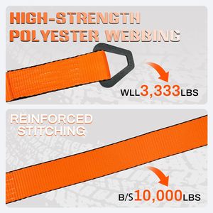Kit de 12 sangles d'arrimage pour voiture, sangles à cliquet avec mousqueton, 22" et <span class=keywords><strong>36</strong></span>", sangles d'axe, résistance à la rupture de 10000 lbs pour voiture, camion, UTV - Product Image 2