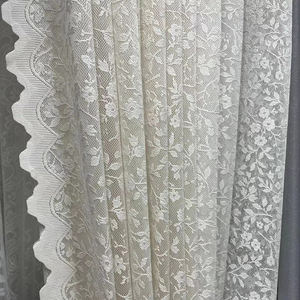 ستائر للمنزل بنمط زهور كريم قماش كتان ستائر منزلية ضمادات تتضمن ملحقات معالجة - Product Image 6