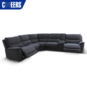 MANWAH CHEERS โซฟาผ้าหุ้มเบาะ,โซฟาห้องนั่งเล่น5-Seater ปรับนอนด้วยมือพร้อมที่วางแก้วสำหรับห้องนั่งเล่น - Product Image 1