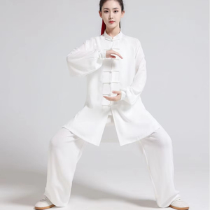 Traje <span class=keywords><strong>de</strong></span> Taiji <span class=keywords><strong>de</strong></span> algodón y lino para hombres y mujeres, traje <span class=keywords><strong>de</strong></span> actuación Baduanjin para primavera, verano, otoño, ropa tradicional china - Product Image 1