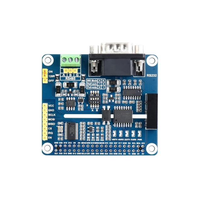 WaveShare Isolated RS485/RS232 Expansion HAT for Raspberry Pi with SPI Control and High-speed Protection Circuit
