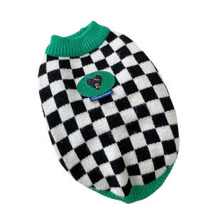 Automne hiver vêtements pour animaux de compagnie pull pour <span class=keywords><strong>chien</strong></span> à carreaux noir et <span class=keywords><strong>blanc</strong></span> tricoté pour petits chiens - Product Image 1