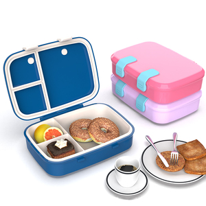 Boîte à lunch bento pour bébés et enfants, 3 compartiments, sans BPA, compatible <span class=keywords><strong>lave</strong></span>-<span class=keywords><strong>vaisselle</strong></span>, conforme aux normes CPC LFGB FDA. - Product Image 4