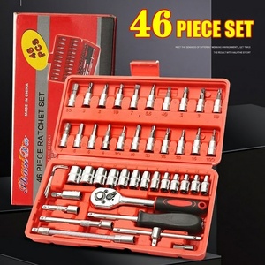 Durable Chrome Vanadium Steel Hex <strong>Socket</strong> &amp; Bit Set 46 Piece 1/4" Drive <strong>Ratchet</strong> <strong>Socket</strong> Wrench Set for Home Auto Repair - Product Image 1