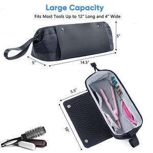 Bolsa de viaje 2 en 1 para herramientas para el cabello con alfombrilla resistente al calor, bolsa de viaje con compartimento impermeable para <span class=keywords><strong>secador</strong></span> de pelo <span class=keywords><strong>Dyson</strong></span> Styler - Product Image 3