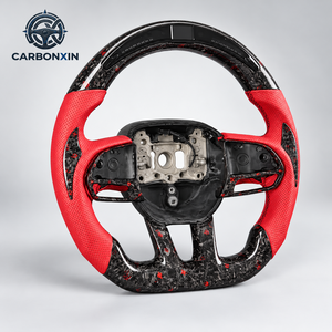 Volant en cuir avec fibre de carbone forgée pour Dodge Challenger SRT Charger Durango 2018 2019 2020 2021 2022 2023 2024 2025 - Product Image 2