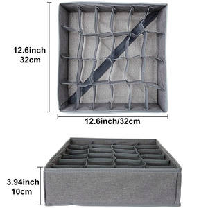 Boîte de rangement Chaussettes Soutien-gorge Sous-Vêtements Organisateur Ménage Pliable Non-tissé Tissu 24 Cellules Vêtements Armoire Simple Carré Couture NFS - Product Image 6