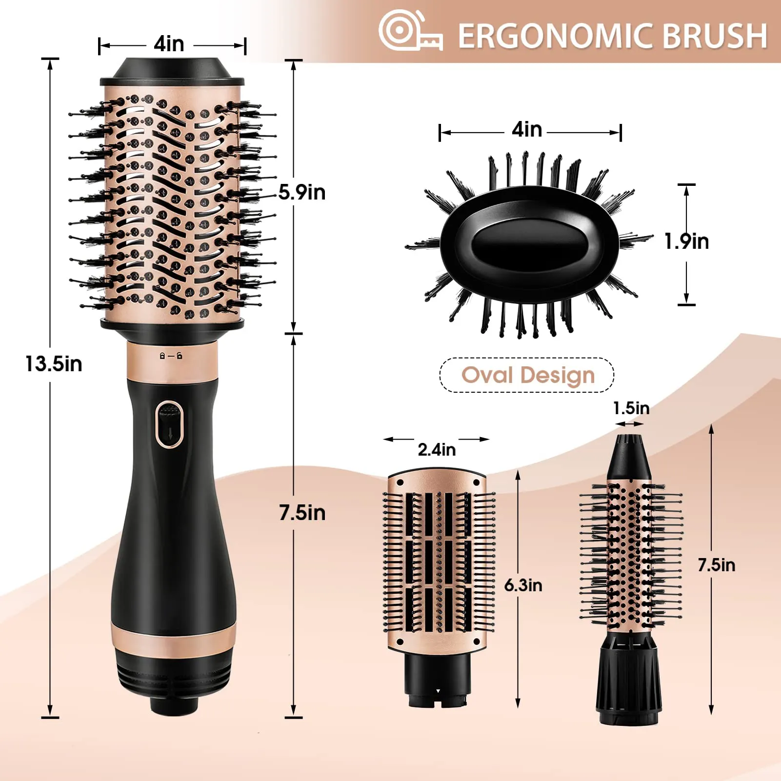 Custom OEM Logo Color Professional Blowout 1000 Watts Hair Dryer Hot air Brush 5 in 1 Hair Curler Straight for Style and Dry