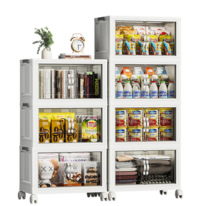Armário de <span class=keywords><strong>4</strong></span> prateleiras com portas Armário de armazenamento portátil dobrável Armário de 5 camadas para artesanato - Product Image 1
