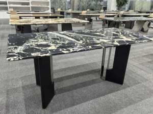 Personalizzato Bulgaris nero lucido lastre di marmo napoleone per <span class=keywords><strong>cucina</strong></span> <span class=keywords><strong>tavolo</strong></span> da pranzo controsoffitto <span class=keywords><strong>senza</strong></span> Base piedistallo - Product Image 3