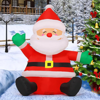 Figura Inflable Navideña Transfronteriza de Papá Noel Saludando y Sonriendo con Luz LED Iluminada