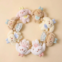 En gros, Mini porte-clés lapin en peluche à longues oreilles avec tablier à carreaux et robe en dentelle, Mascotte en peluche personnalisée pour cadeau