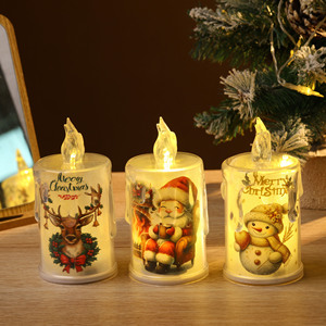 Bougie LED en acrylique scintillante, décoration de Noël pour la maison, lumière sans flamme - Product Image 1