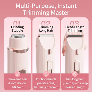 Tondeuse à cheveux électrique à double tête pour femmes, épilateur corporel indolore avec lumière auxiliaire pour la zone du bikini, du visage et des aisselles - Product Image 3