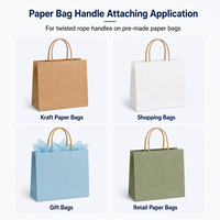 Machine à coller les poignées de sacs en papier à économie d'énergie, avec roulement de moteur, 35 pièces/min, pour sacs de courses en papier kraft et emballages industriels