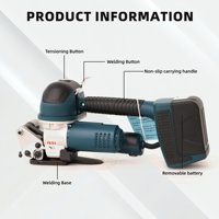 Machine à cerclage plastique sans fil DD19A alimentée par batterie, soudure par friction pour sangles PET 16-19 mm, force de serrage 400-5000N