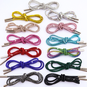 <span class=keywords><strong>Cordon</strong></span> de serrage de luxe en strass de cristal de 4 mm, 80 cm, pour sweats à capuche, pantalons de sport, avec embouts métalliques, également utilisable comme ceinture de robe - Product Image 2