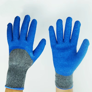 Guantes de seguridad CITICITY con revestimiento de látex arrugado, calibre 10, de algodón gris tejido con revestimiento de látex arrugado azul. - Product Image 3
