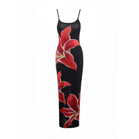 Robe longue fourreau élégante à imprimé floral, sans manches, à fines bretelles et taille haute pour femme, idéale pour la plage - Vente en gros personnalisée