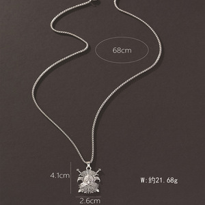 Collier pendentif aigle pirate en acier inoxydable, chaîne de clavicule, style hip hop, bijoux pour hommes - Product Image 2