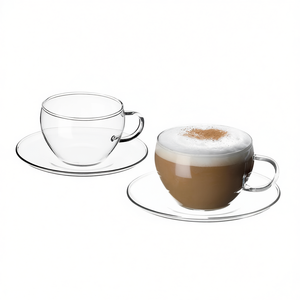 Juego de 2 tazas de té Simax Eva con platillos, taza de té de vidrio transparente y platillo para té o café - Product Image 2