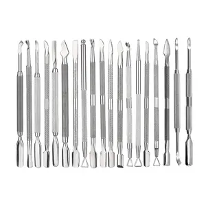 Pousse-cuticules double face en acier inoxydable pour manucure, cuillère à ongles, outil de suppression des cuticules - Product Image 1