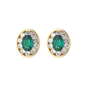 Wholesale Eco-friendly Copper Gold Plated 8*10-5*7mm <b>Emerald</b> Green Cubic Zirconia Retro Jewelry Set for Women - Product Image 2