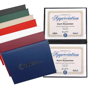 Kustom dompet ukuran kulit PU kover cetakan Logo stempel emas folder tempat sertifikat kelulusan sekolah