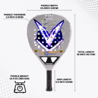 Raquette de padel professionnelle légère en fibre de carbone avec noyau en diamant, portable, haute performance, mousse EVA, filet en nylon