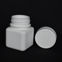 Bouteille de médecine en plastique HDPE carrée de taille mini de 50ML pour capsule de pilule de comprimé avec l'usine de base de la Chine de forme de bouchon à vis