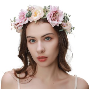 Diadema <span class=keywords><strong>de</strong></span> Flores para Mujer, Corona Floral, Guirnalda para Boda, Accesorios para Fotos <span class=keywords><strong>de</strong></span> Bodas y Festivales, Corona <span class=keywords><strong>de</strong></span> Rosas, Tocado <span class=keywords><strong>de</strong></span> Flores para Boda - Product Image 2