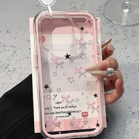 Coque de téléphone 2-en-1 couleur bonbon avec nœud papillon pour iPhone 17 Pro Max 16 13 11 15 14 12 17 Air 17promax, étui souple transparent en TPU